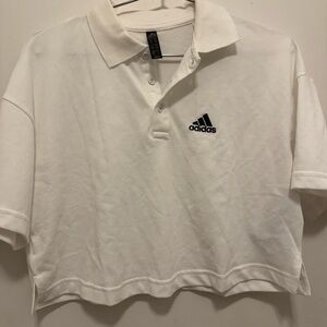 Adidas White Cropped Polo Shirt